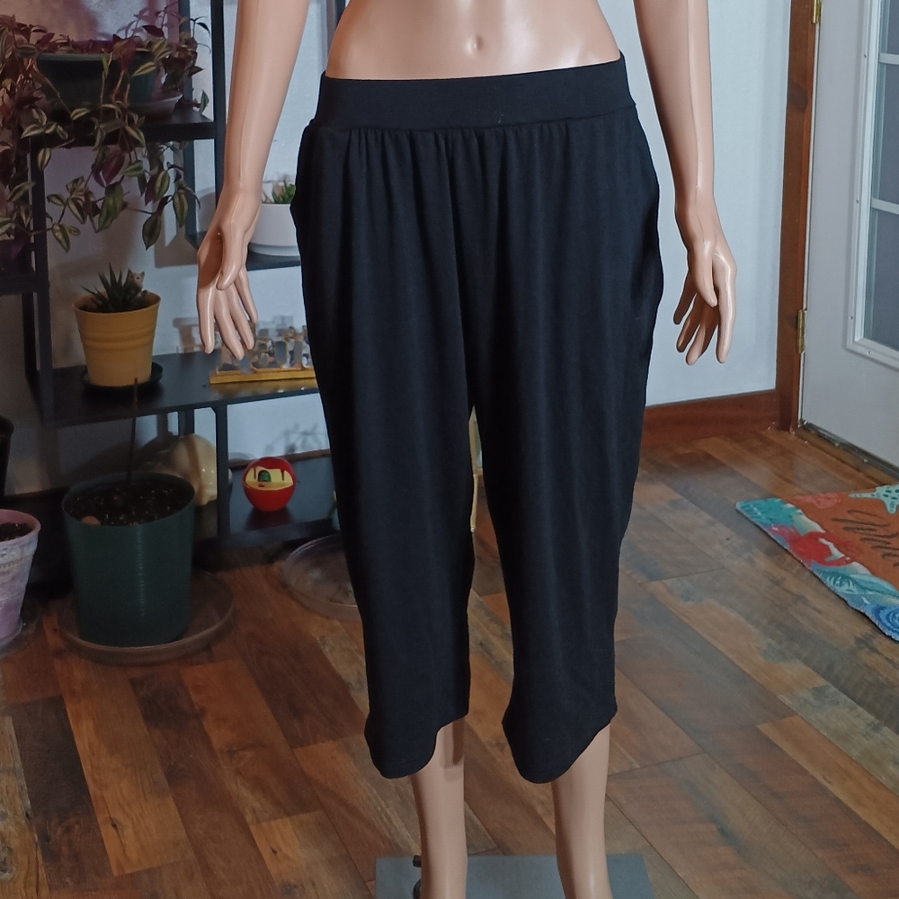 Pink Crop Top and Black Joggers Set